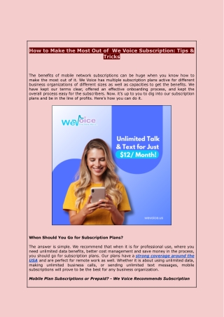 How to Make the Most Out of  We Voice Subscription: Tips & Tricks