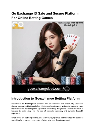 Go Exchange ID Safe and Secure Platform For Online Betting Games