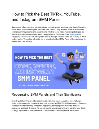 How to Pick the Best TikTok, YouTube, and Instagram SMM Panel