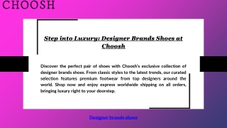 Step into Luxury: Designer Brands Shoes at Choosh