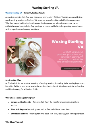Waxing Sterling VA