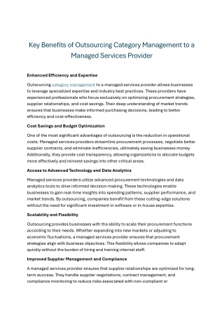 Key Benefits of Outsourcing Category Management to a Managed Services Provider