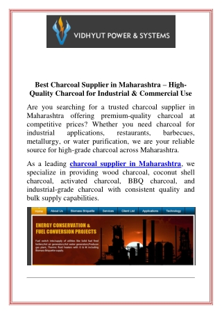 Best Charcoal Supplier in Maharashtra  High-Quality Charcoal for Industrial & Commercial Use