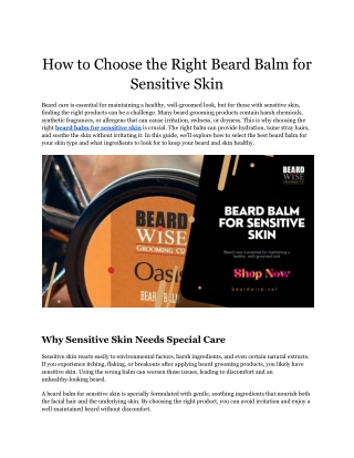 How to Choose the Right Beard Balm for Sensitive Skin