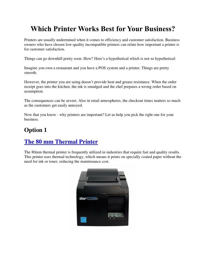 which printer works best for your business