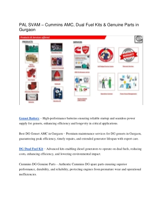 PAL SVAM – Cummins AMC, Dual Fuel Kits & Genuine Parts in Gurgaon