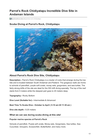 Scuba diving at Parrot’s Rock dive site, Chidiyatapu