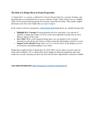 the role of a dump sheet in exam preparation