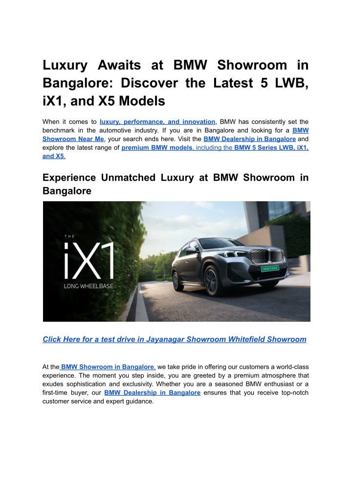 luxury awaits at bmw showroom in bangalore