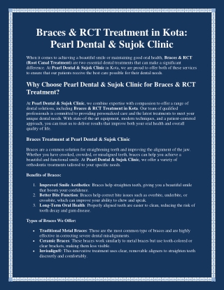 Braces & RCT Treatment in Kota: Pearl Dental & Sujok Clinic