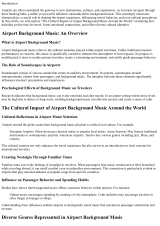 The Cultural Impact of Airport Background Music Around the World