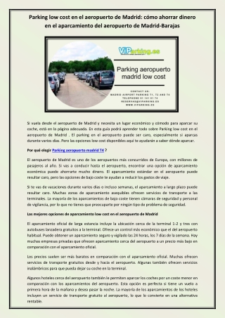 Parking aeropuerto madrid low cost