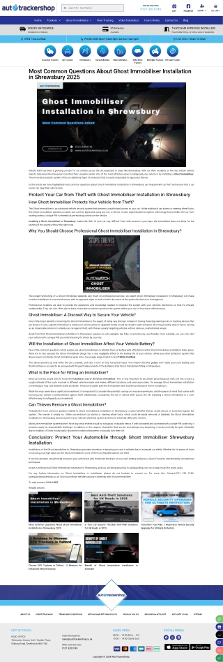 Protect Your Car from Theft with Ghost Immobiliser Installation in Shrewsbury