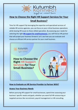 How to Choose the Right HR Support Services for Your Small Business