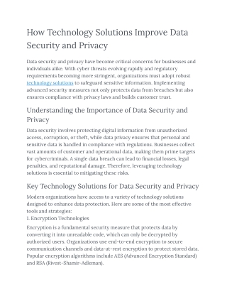 how technology solutions improve data security