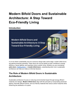 Modern Bifold Doors and Sustainable Architecture_ A Step Toward Eco-Friendly Living