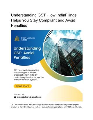 OSNN Ventures Private Limited - How IndiaFilings Helps You Stay Compliant and Av