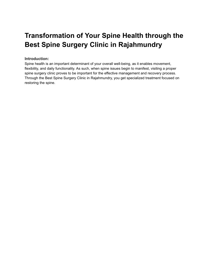 transformation of your spine health through