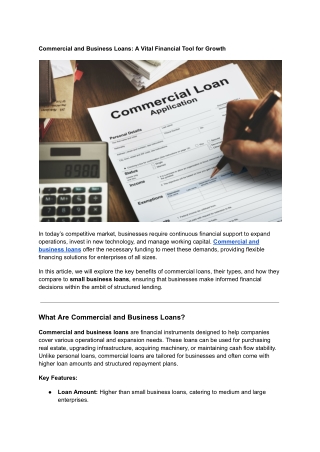 Commercial and Business Loans_ A Vital Financial Tool for Growth