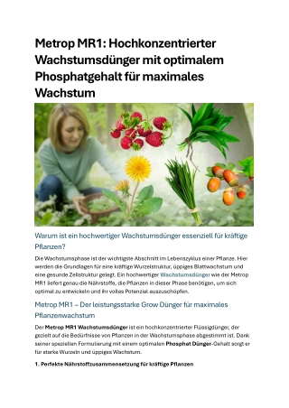 Metrop MR1 Hochkonzentrierter Wachstumsd&uuml;nger mit optimalem Phosphatgehalt f&uuml;r maximales Wachstum