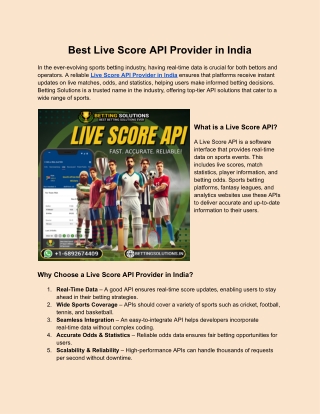 best live score api provider in india
