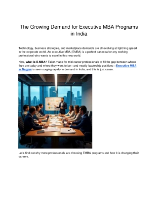 The Growing Demand for Executive MBA Programs in India