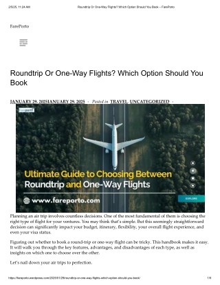 Roundtrip Or One-Way Flights- Which Option Should You Book