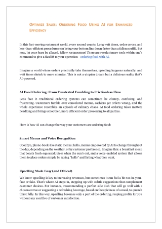 Optimize Sales: Ordering Food Using AI for Enhanced Efficiency