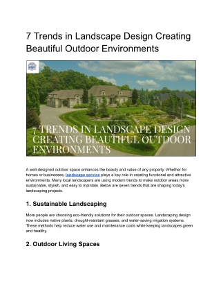 7 Trends in Landscape Design Creating Beautiful Outdoor Environments