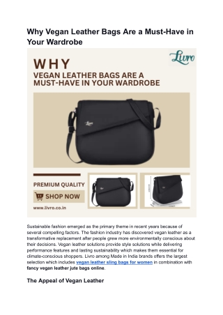 Livro Blog (Why Vegan Leather Bags Are a Must-Have in Your Wardrobe)