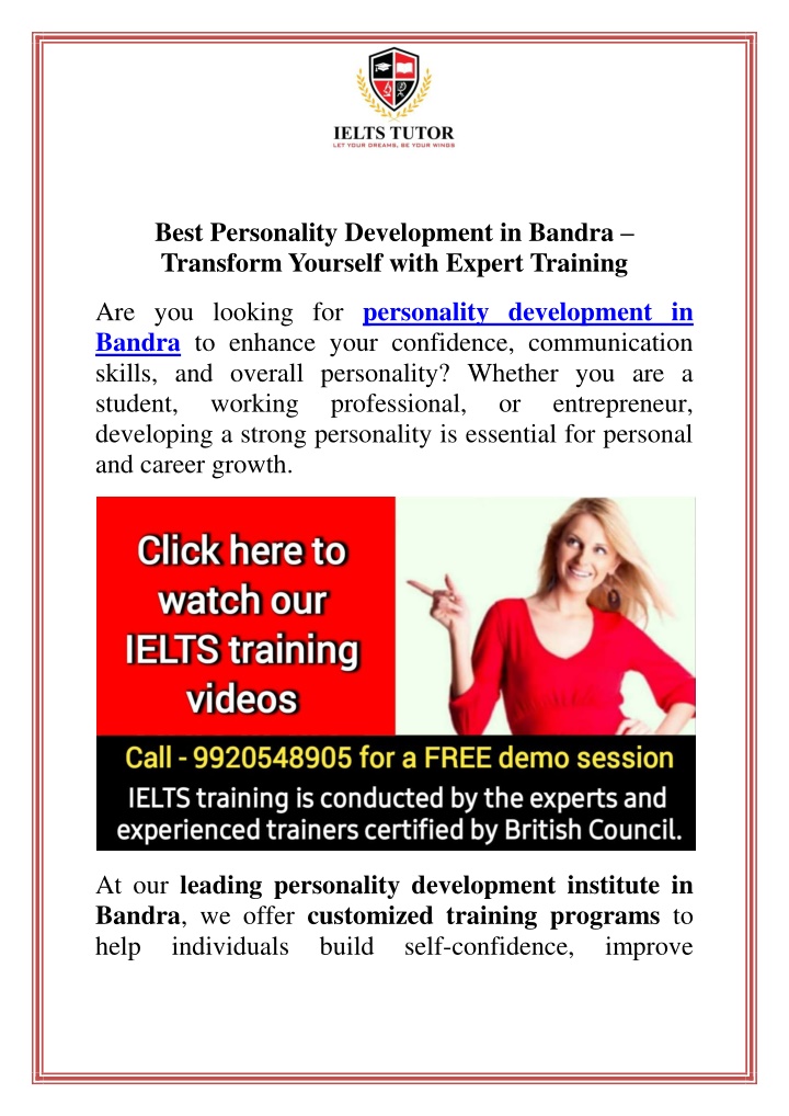 best personality development in bandra transform