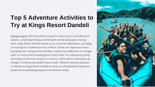 Top 5 Adventure Activities to Try at Kings Resort Dandeli