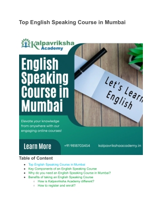 Top English Speaking Course in Mumbai