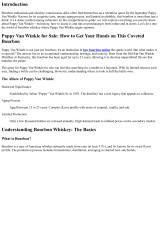 Pappy Van Winkle for Sale: How to Get Your Hands on This Coveted Bourbon