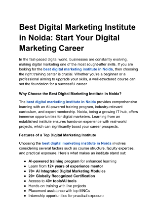 Best Digital Marketing Institute in Noida_ Start Your Digital Marketing Career