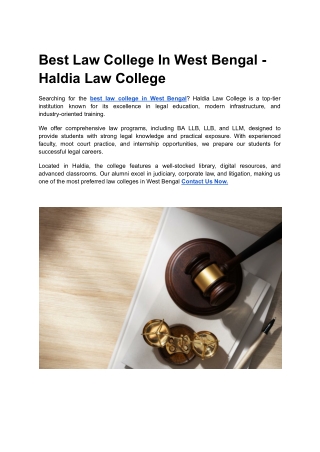 Best Law College In West Bengal - Haldia Law College