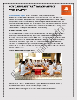 h ow can planetary yagyas affect ow can planetary