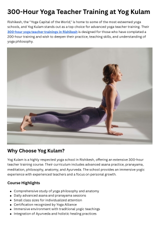 300-Hour Yoga Teacher Trainings in Rishikesh