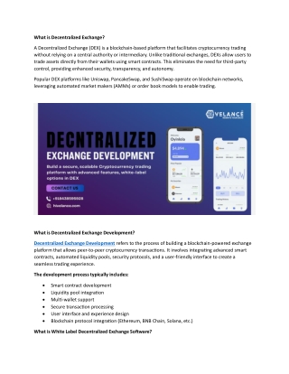 what is decentralized exchange