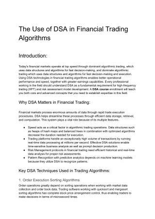 the use of dsa in financial trading algorithms