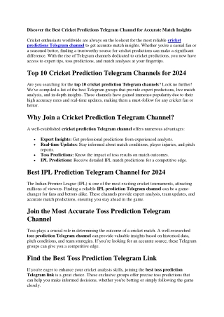 top 10 cricket prediction telegram channel