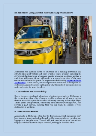20 benefits of using cabs for melbourne airport