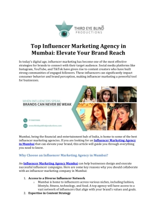 Top Influencer Marketing Agency in Mumbai-Elevate Your Brand Reach