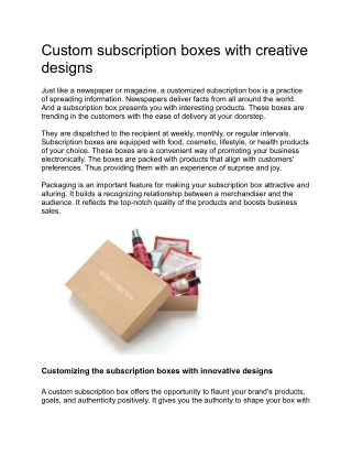 Custom subscription boxes with creative designs