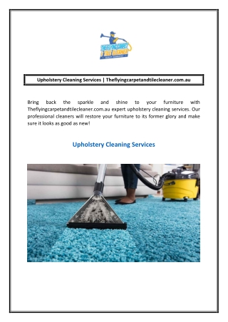 Upholstery Cleaning Services | Theflyingcarpetandtilecleaner.com.au