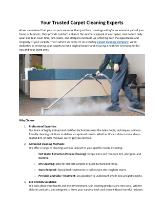 Your Trusted Carpet Cleaning Experts
