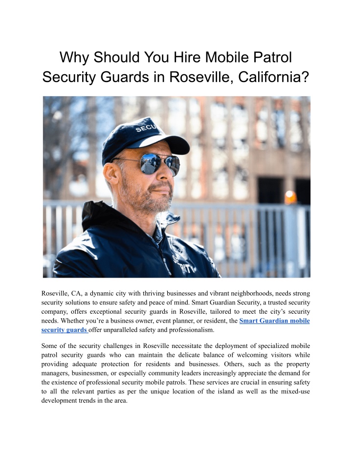 why should you hire mobile patrol security guards