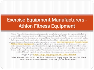 Exercise Equipment Manufacturers - Athlon Fitness Equipment