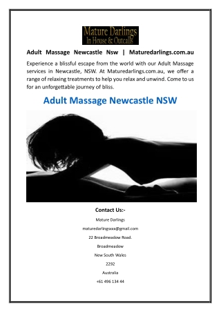 Adult Massage Newcastle Nsw  Maturedarlings.com.au