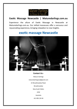 Exotic Massage Newcastle  Maturedarlings.com.au